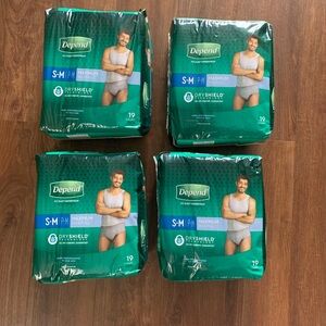 NWT Depend FIT-FLEX Men Underwear Incontinence 4 Pack 19 Ct Ea 76 Total Size S/M
